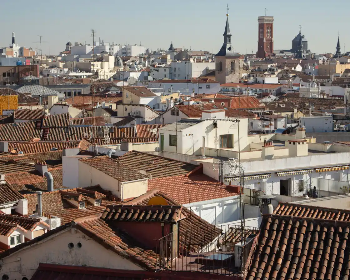 Terracotta rooftops across central Madrid