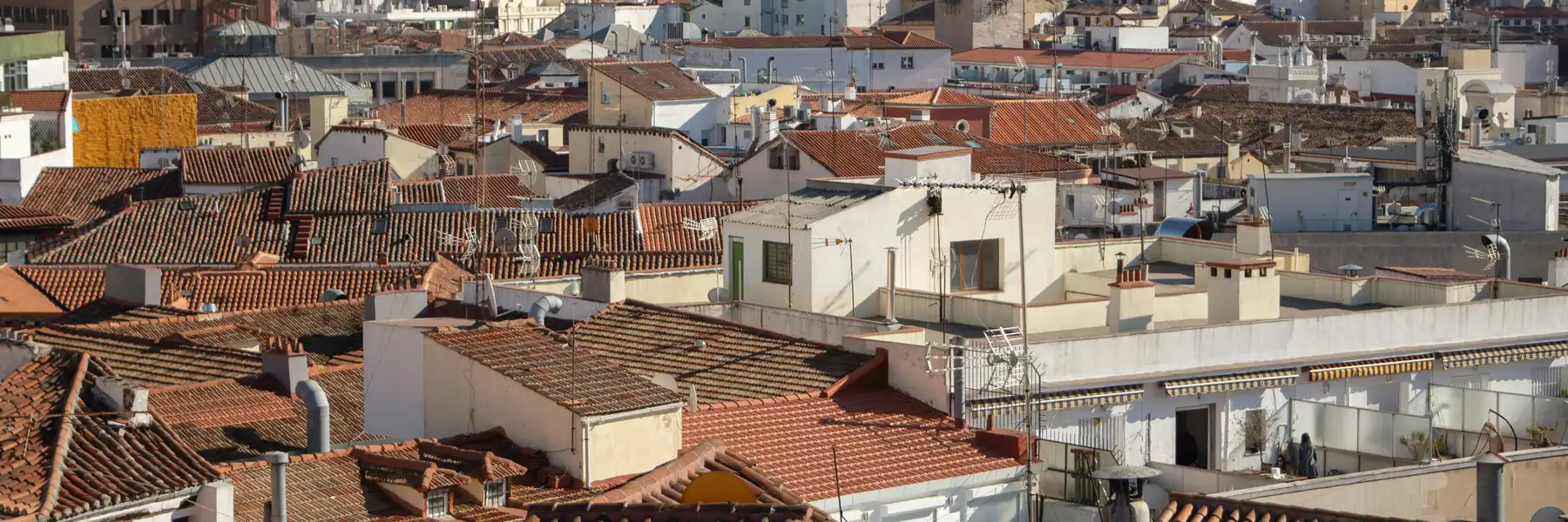 Terracotta rooftops across central Madrid